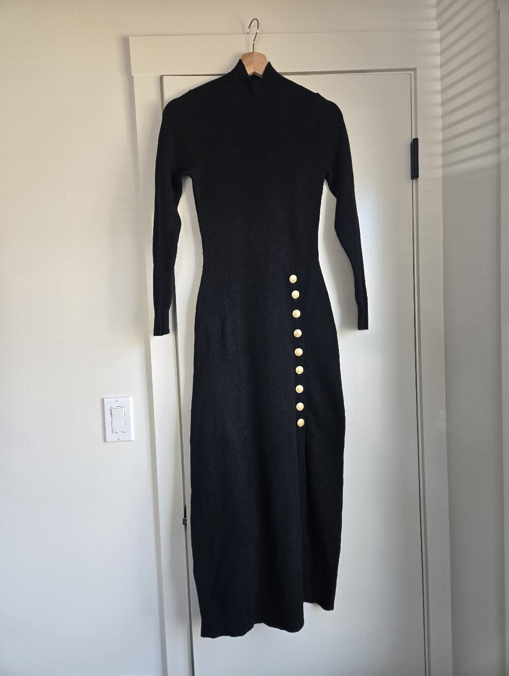 Sezane Black Harper Slit Midi Dress - Picture 2 of 5